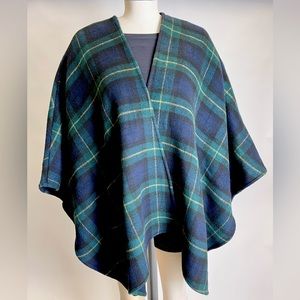 Anthropologie Cape - plaid poncho - wool blend